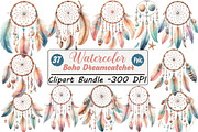 Watercolor Boho Dreamcatcher Clipar, an Illustration by DreamCafeArt (Thumbnail 1 of 4)