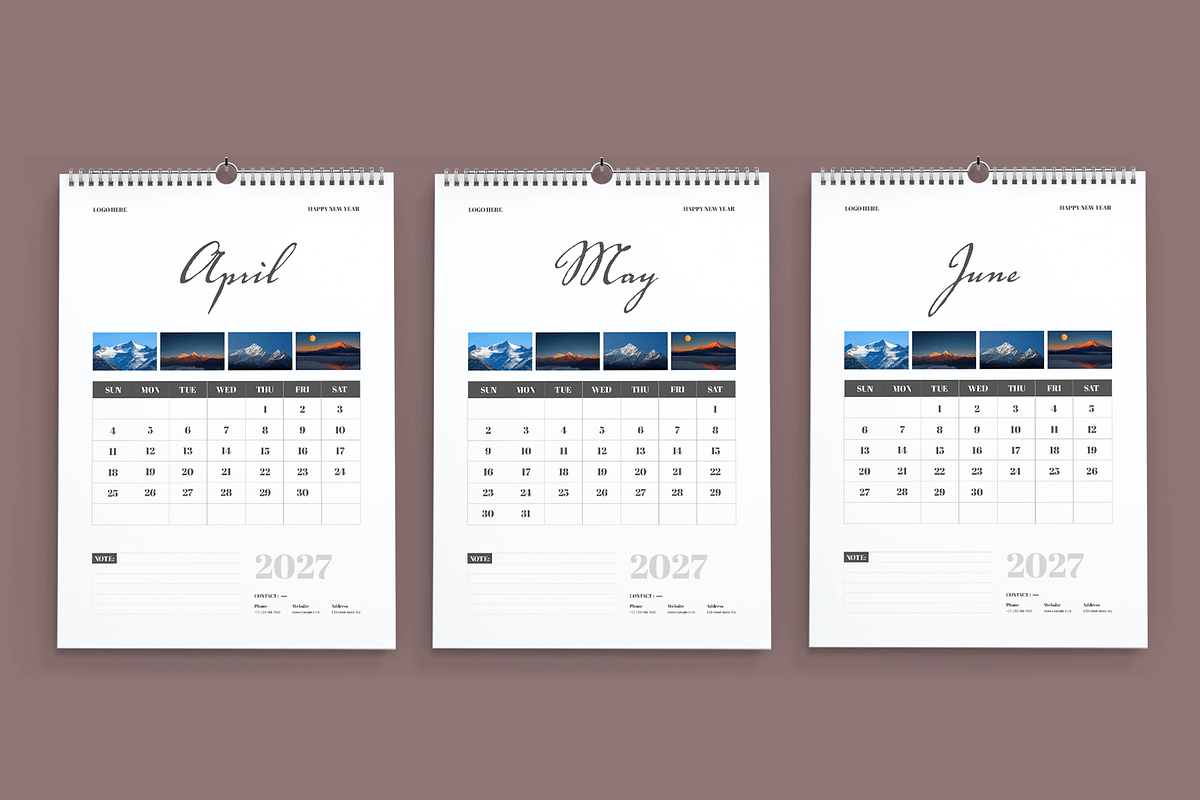 Clean And Calendar Template 2027, a Stationery Template by MightyDesign (Photo 3 of 8)