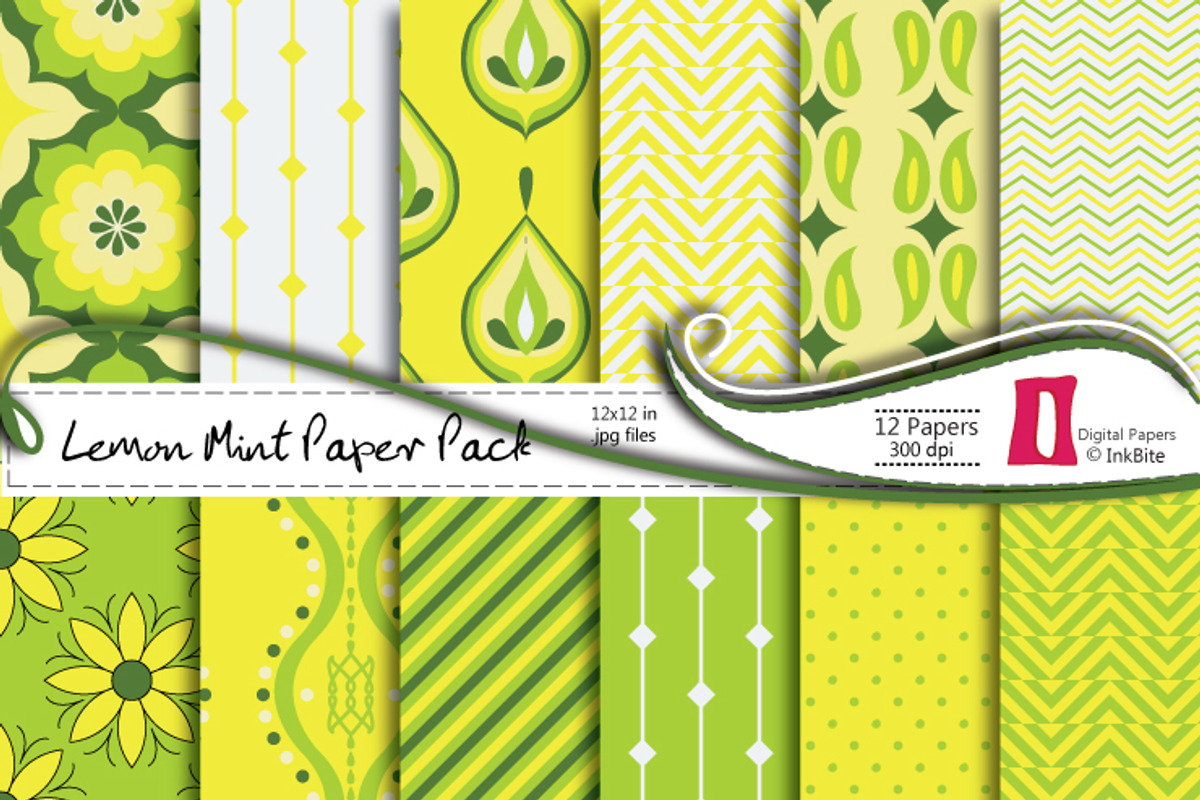 Lemon Mint Digital Paper Pack