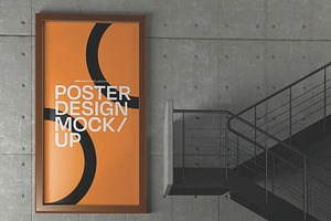 Rectangular Poster on Wall Mockup, an Advertising Mockup by skybluecreative