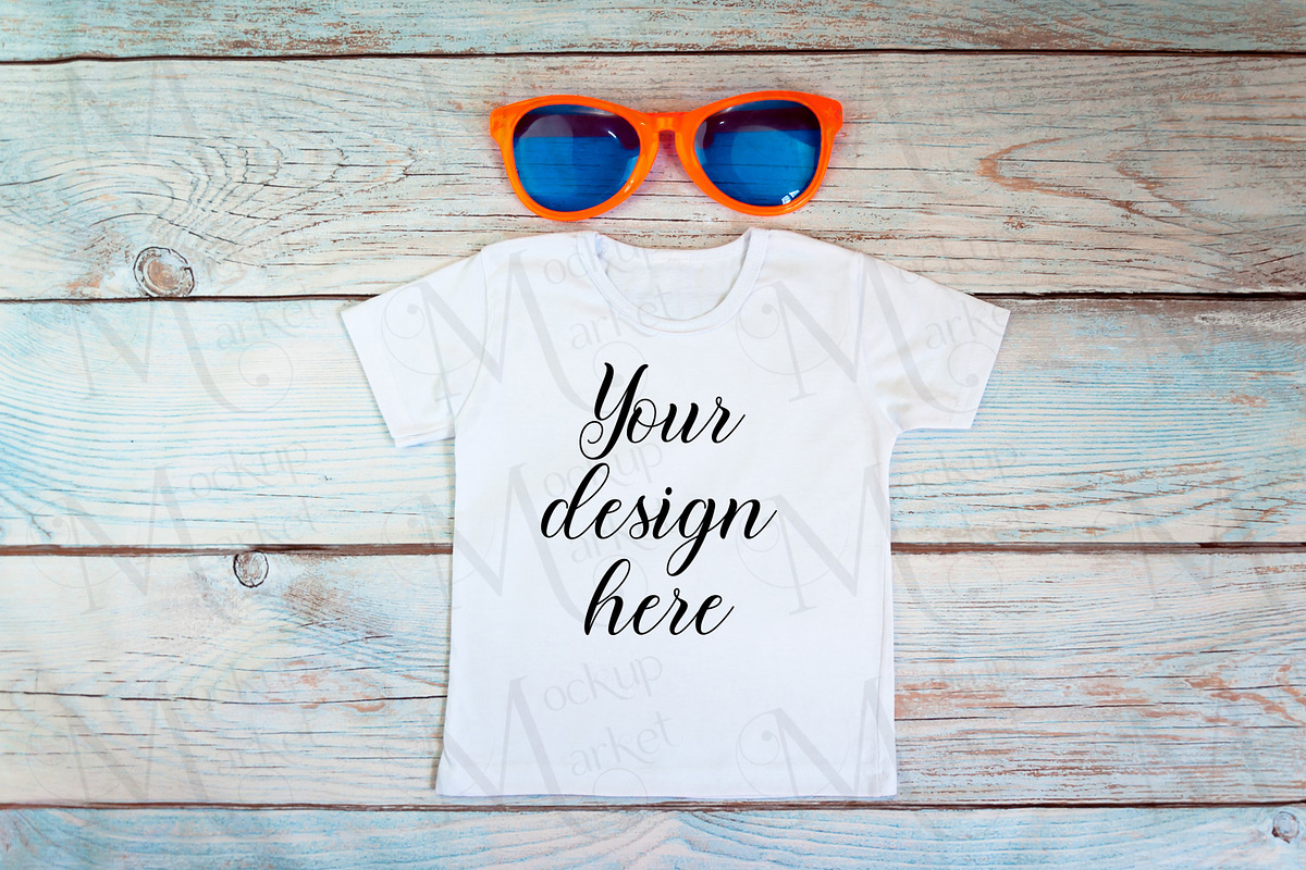 White kid t-shirt mockup bundle., a Print Template by MockupMarket (Photo 9 of 27)