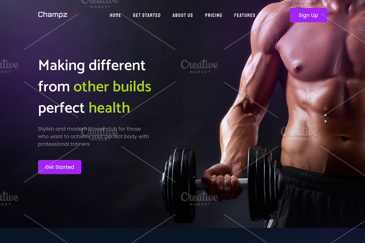 Fitness landing page design, a Landing Page Template by uiwarrior (Photo 2 of 2)