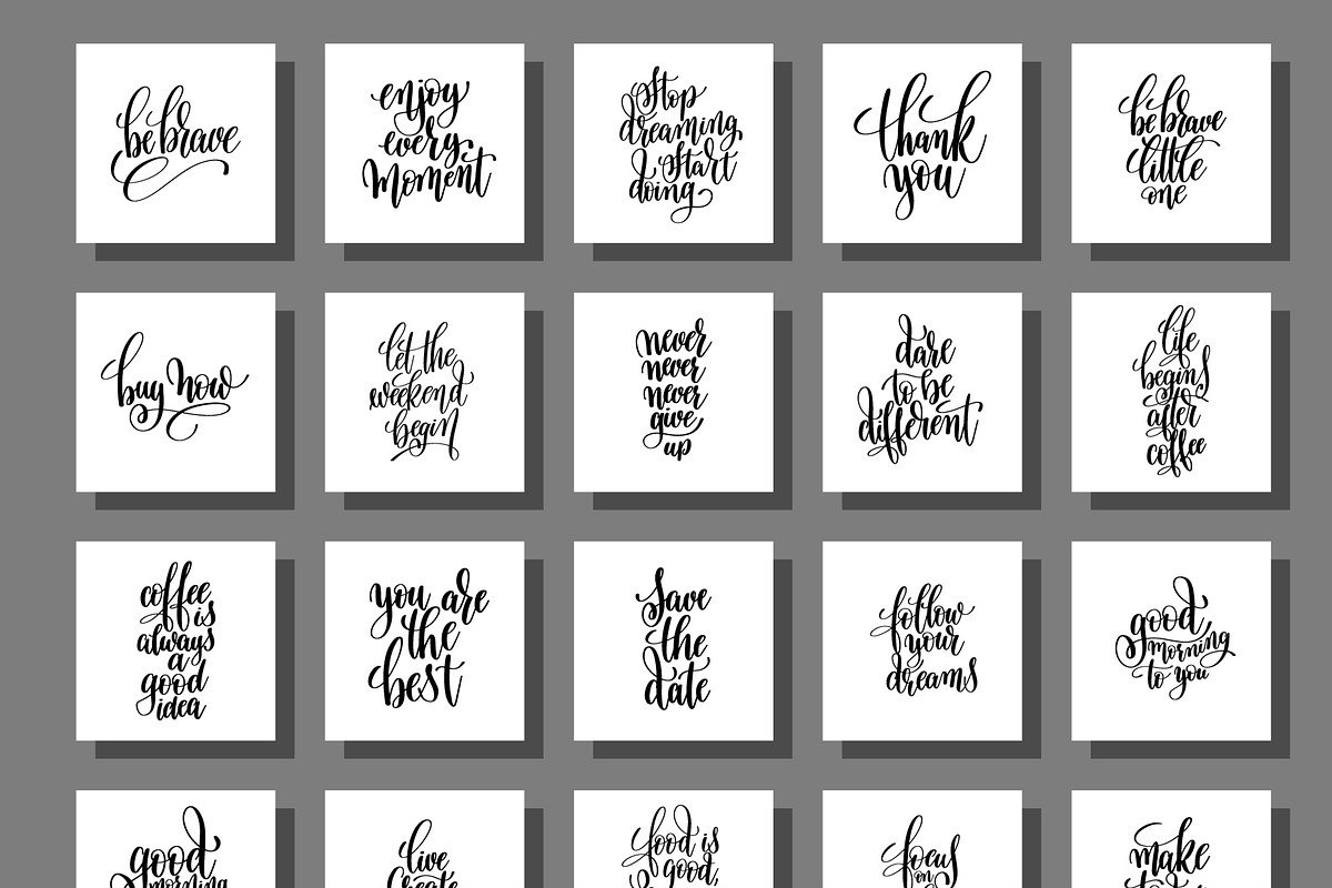 mega set of 100 positive quotes, a Decorative Illustration by ...