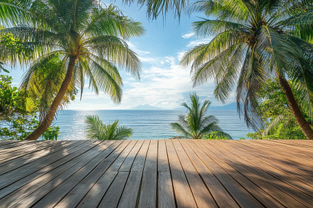 Stunning wooden deck overlooking the, a Photo by Iftikhar Alam