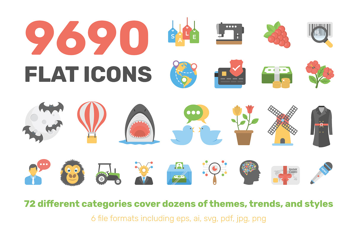 9690 Flat Icons Pack, an Outline Icon by Creative Stall (Photo 1 of 23)