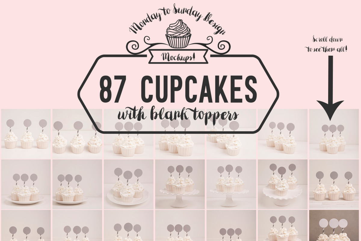 87 Cupcake Topper Mockups!, a Cups & Container Mockup by Snark Heart (Photo 2 of 6)