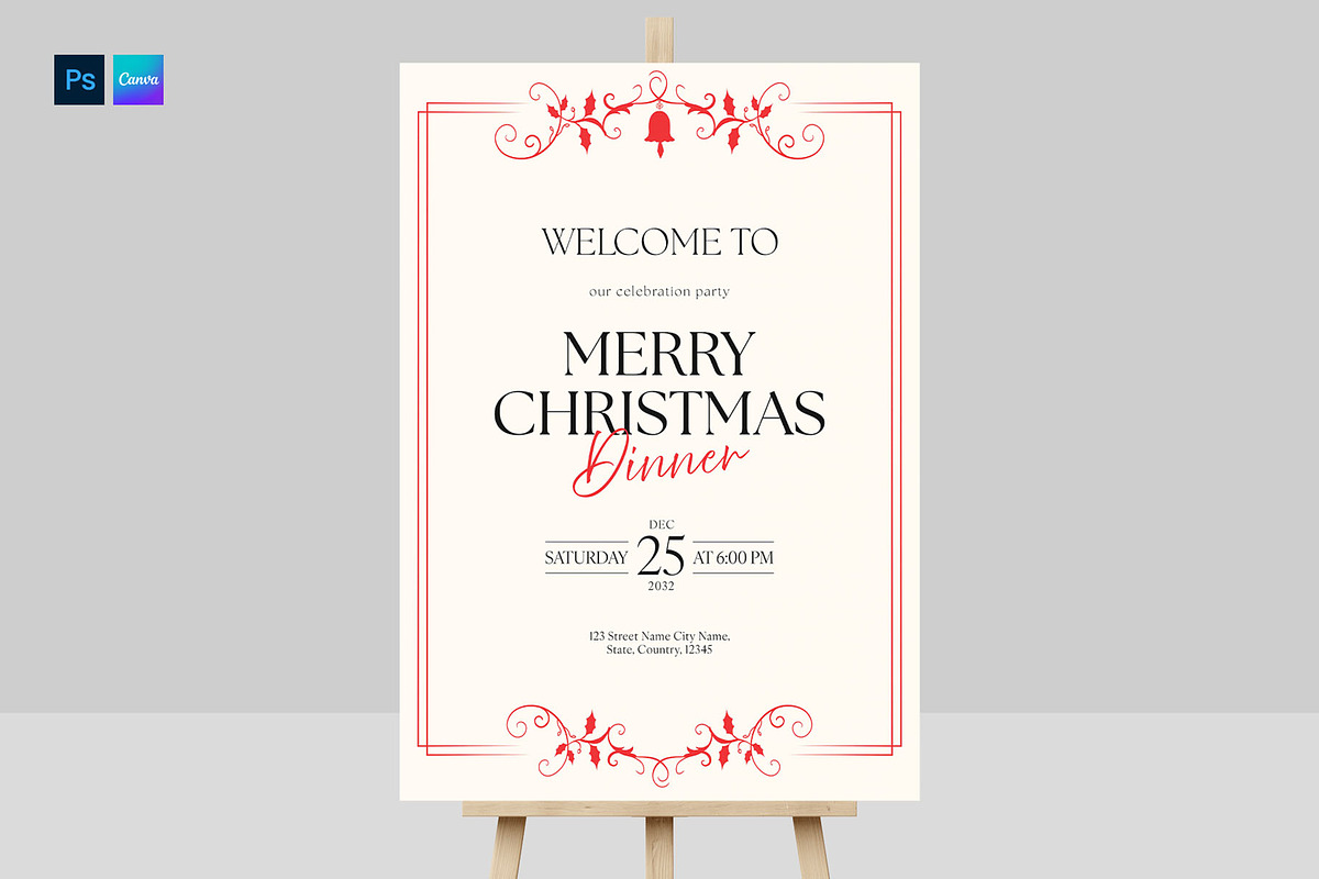 Christmas Welcome Sign Template, a Poster Template by BrandPacks (Photo 1 of 5)
