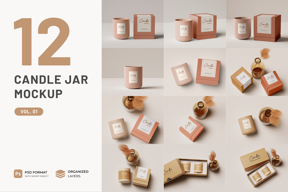 Amber Glass Candle Mockup, a Product Mockup by mockupocka (Photo 1 of 15)
