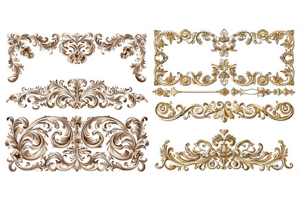vector set vintage ornate border, an Illustration by ZinetroN