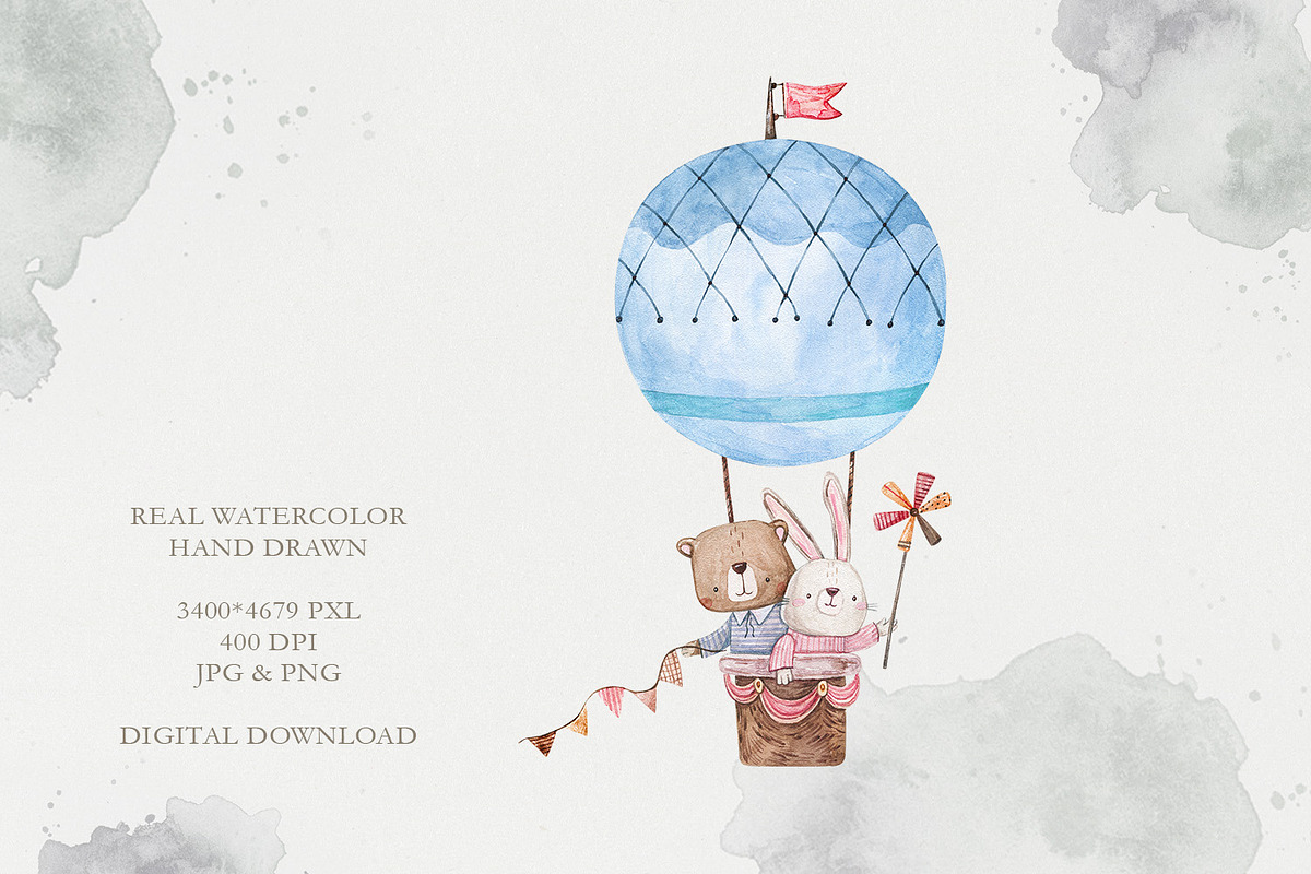 Watercolor Cute Animals & Transport, an Animal Illustration by the_myro (Photo 4 of 11)