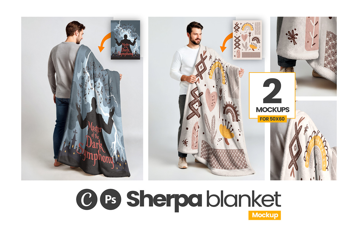 Sherpa Blanket Mockup (x2 PSD), an Apparel Mockup by Mockups Studio (Photo 1 of 8)