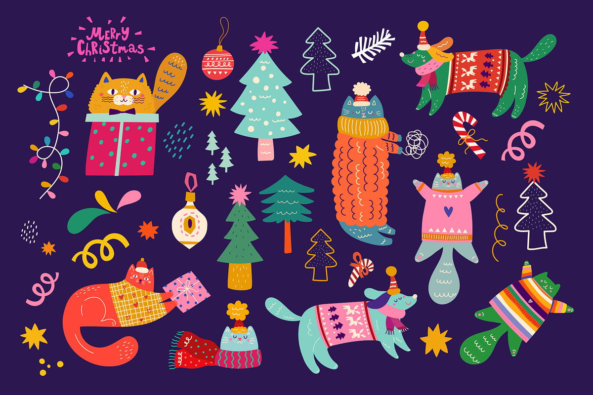 Christmas Cats, a Seasonal Illustration by MoleskoStudio (Photo 14 of 26)