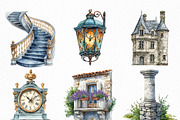 French Chateau Watercolor Clipart, an Illustration by Craft Nest (Thumbnail 5 of 6)