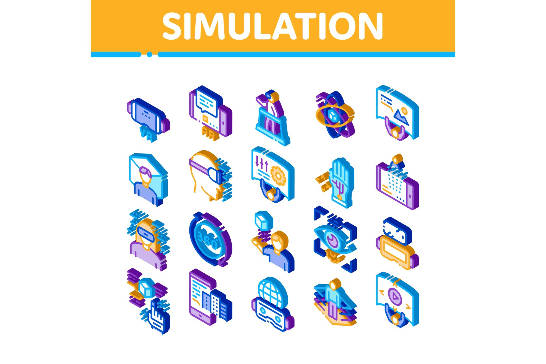 Simulation Equipment Isometric Icons, an Industrial Photo by pikepicture