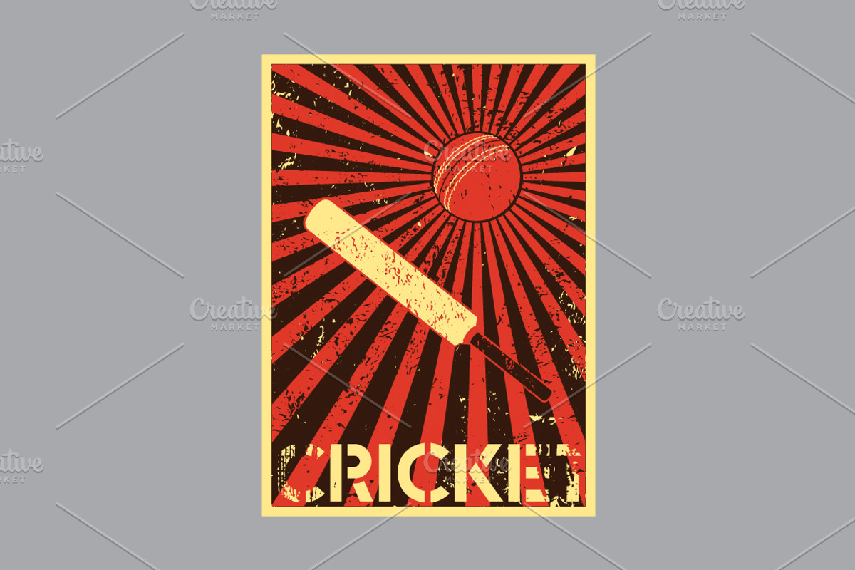 Cricket vintage vector poster set., a Sport Illustration by PoPaShop (Photo 8 of 9)