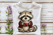Whimsical Valentine Raccoon Clipart, an Illustration by Sublimation Artist (Thumbnail 6 of 6)