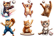 Cat Baseball Clipart, an Illustration by Designking (Thumbnail 5 of 5)