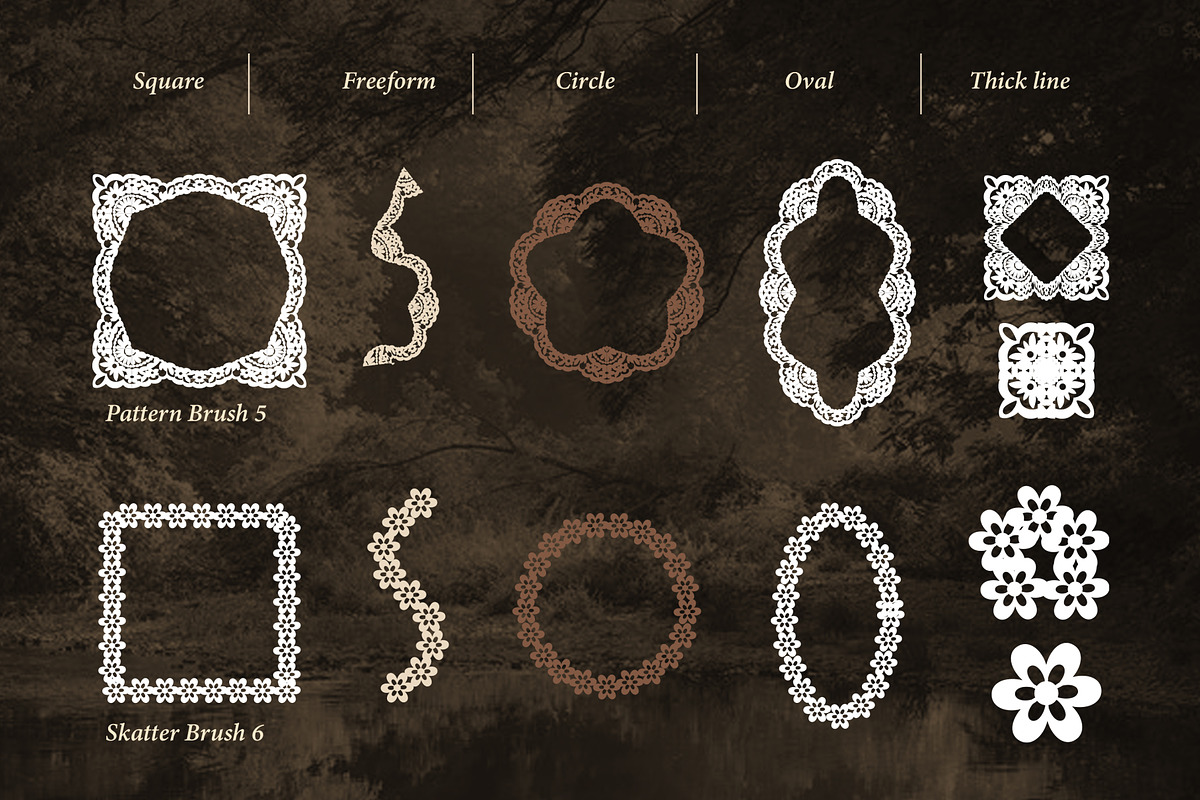 Vintage seamless Lace brushes set, a Brush Add-On by Garden in frame (Photo 7 of 13)