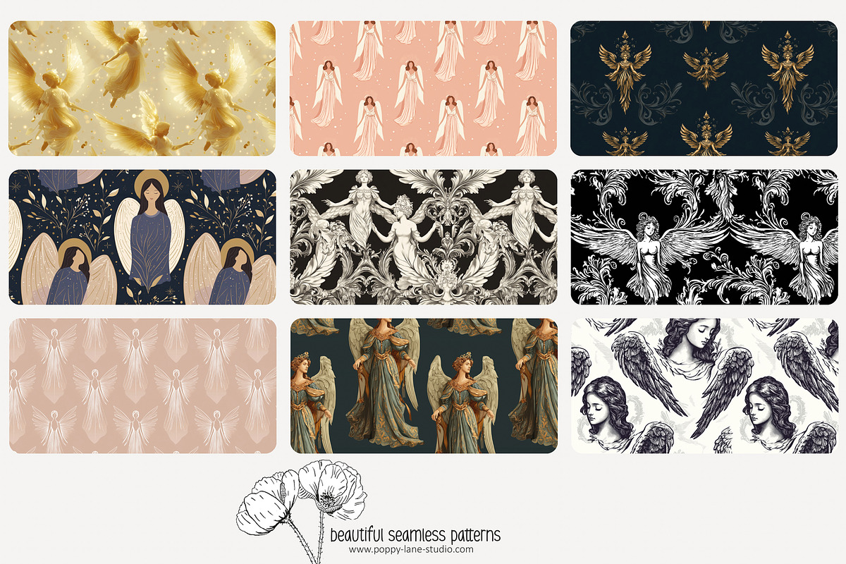 80 angelic seamless pattern, a Pattern Graphic by Poppy Lane Studio