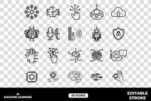 Artificial Intelligence Line Icon, an Outline Icon by Unique Design Team