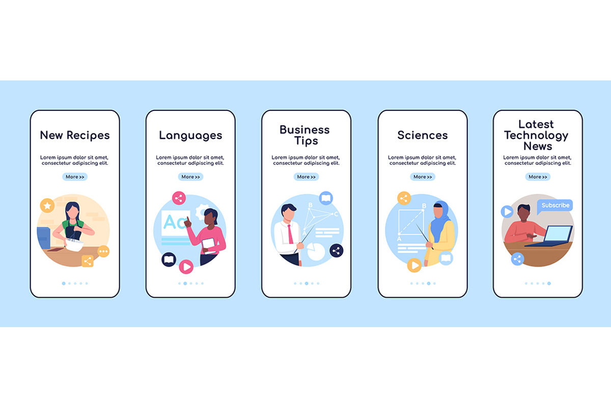 Online classes mobile app pages set, a Templates & Theme by IMG visuals characters (Photo 2 of 3)