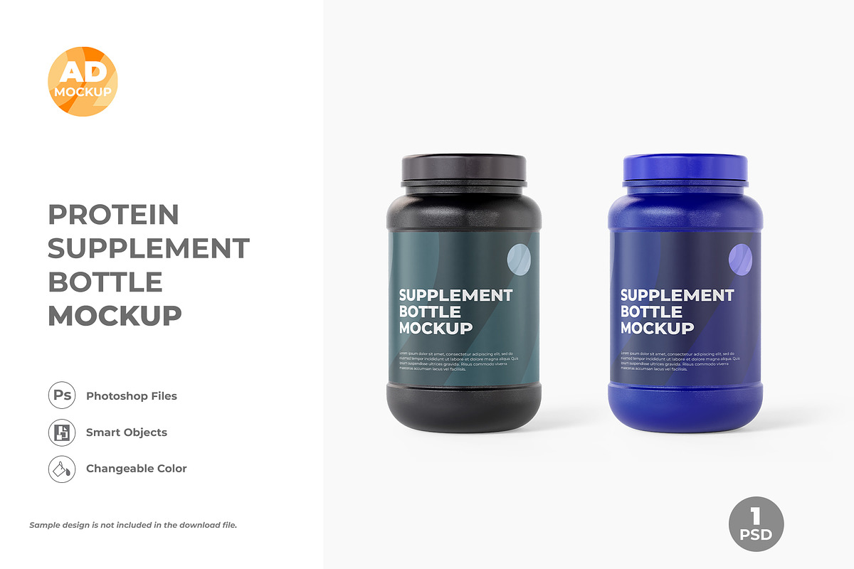 Protein Jar Bottle Mockup (1PSD), a Packaging Mockup by Adstart (Photo 3 of 5)