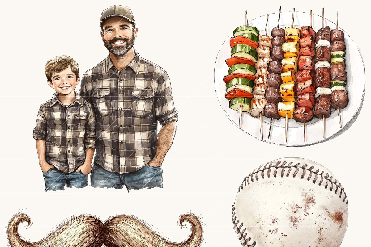 Fathers Day Clipart Bundle, a Person Illustration by BusyDaydesign (Photo 4 of 8)