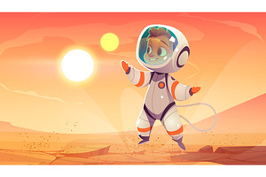 Astronaut In Spacesuit On Mars