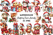 Cute Christmas Farm Animals Clipart, an Illustration by CraftArtStudio (Thumbnail 1 of 6)