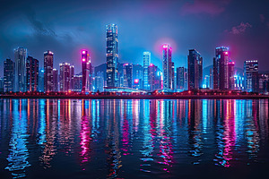Create a night-time scene capturing, a Photo by LOGOCREATIVE