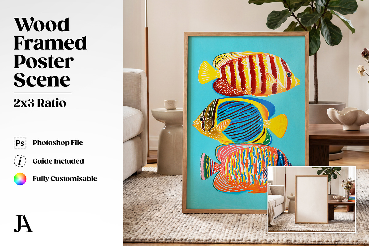 Wood Framed Poster 2x3 PSD Mockup, a Household Mockup by Julian Adams (Photo 1 of 3)
