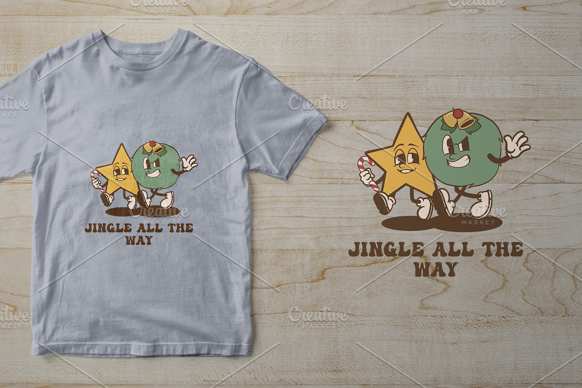 Christmas Star Mix Vintage Cartoon, an Illustration by vectstudio (Photo 3 of 5)