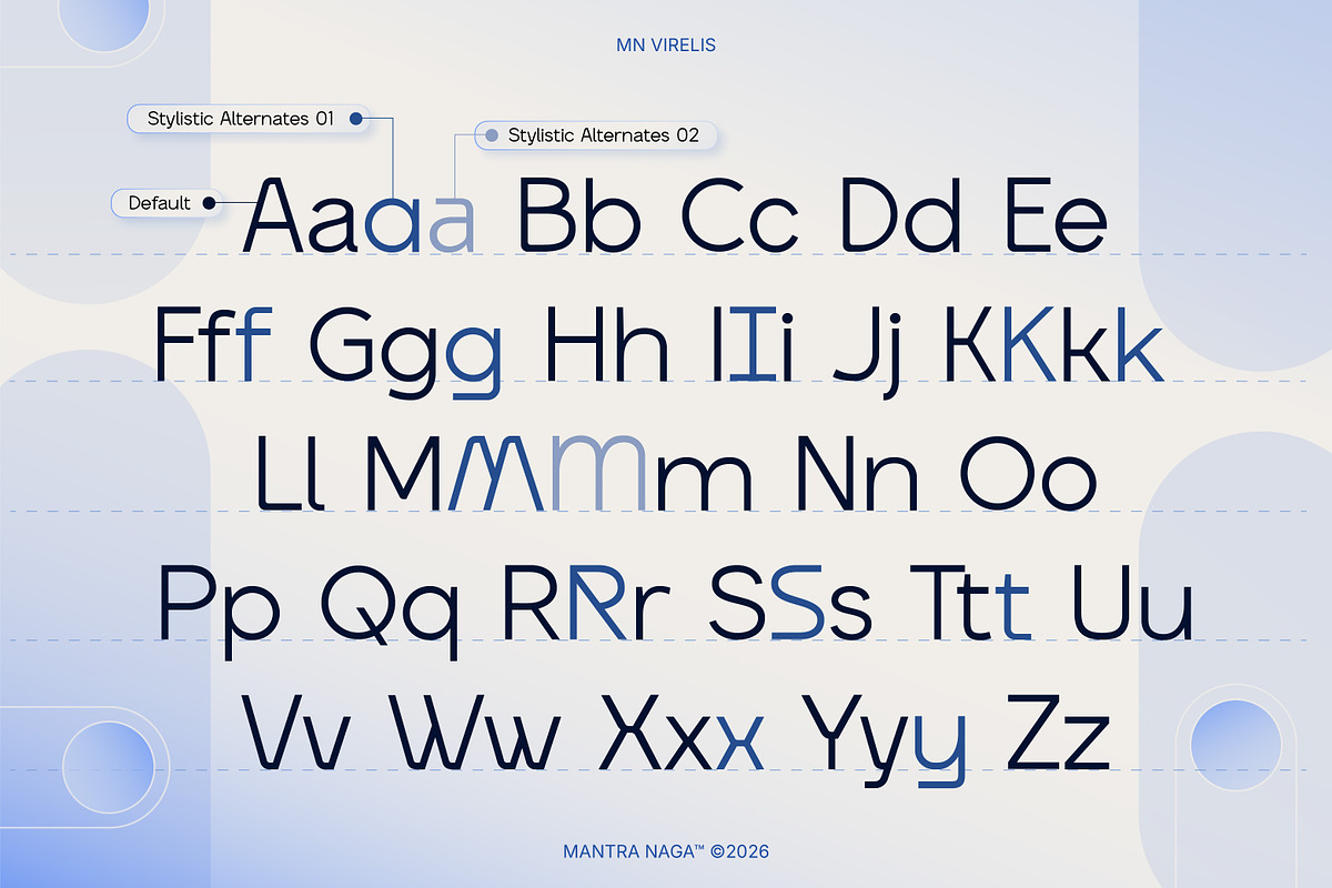 MN Virelis - Modern Geometric Sans, a Sans Serif Font by Mantra Naga (Photo 6 of 15)