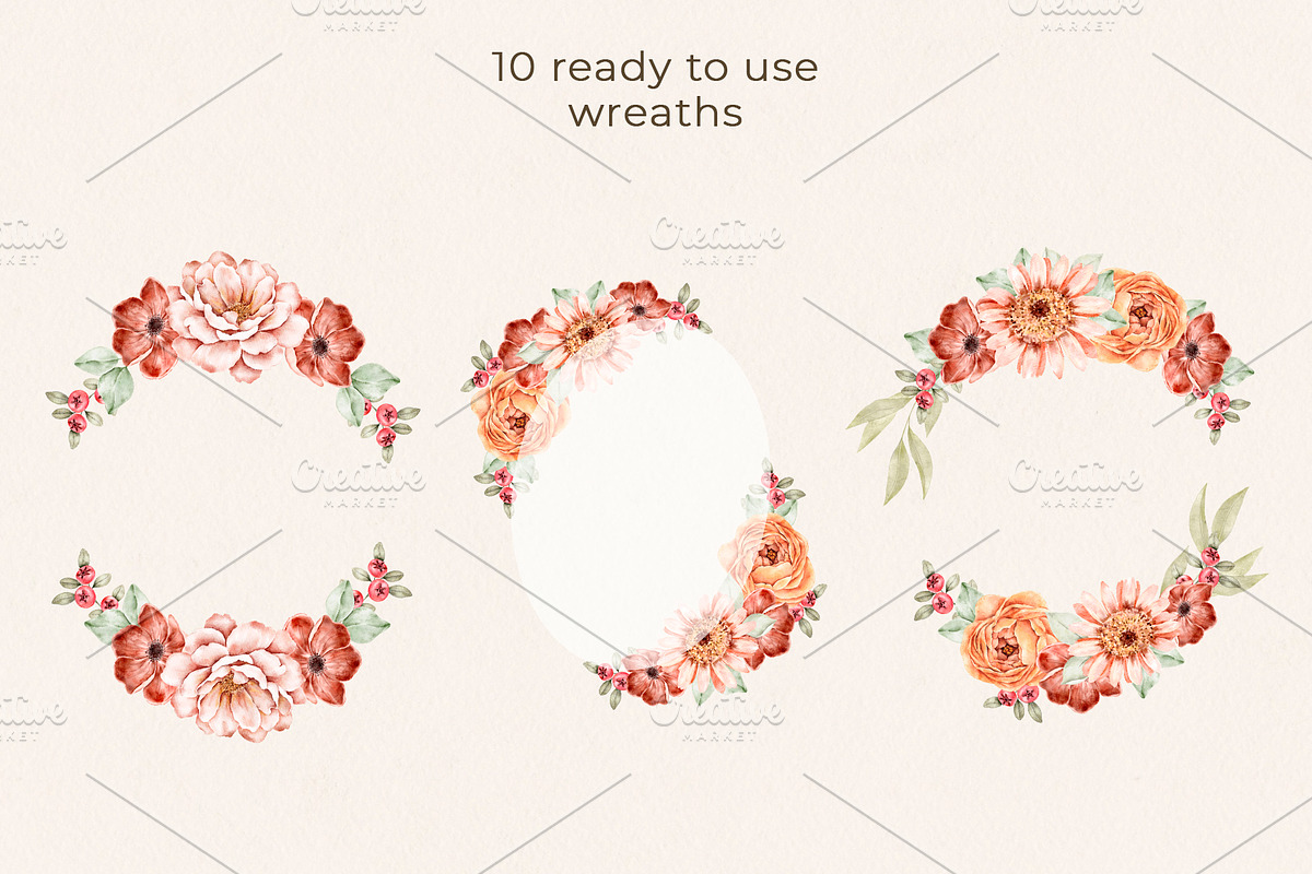 Floral Watercolor set Golden Hour, a Decorative Illustration by Eves_Aquadreams (Photo 6 of 14)
