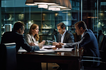business meeting in a modern office, a Photo by SaroStock