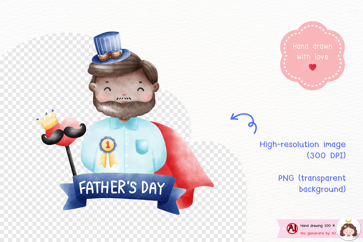 Father's day clipart, Dad clipart, a Seasonal Illustration by ponponartwork (Photo 5 of 8)