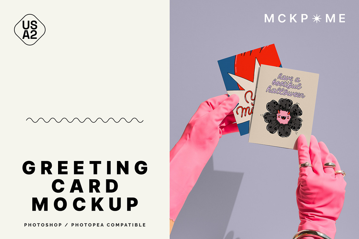 US A2 postcards in hands mockup, a Merchandise Mockup by MCKP*ME (Photo 1 of 5)