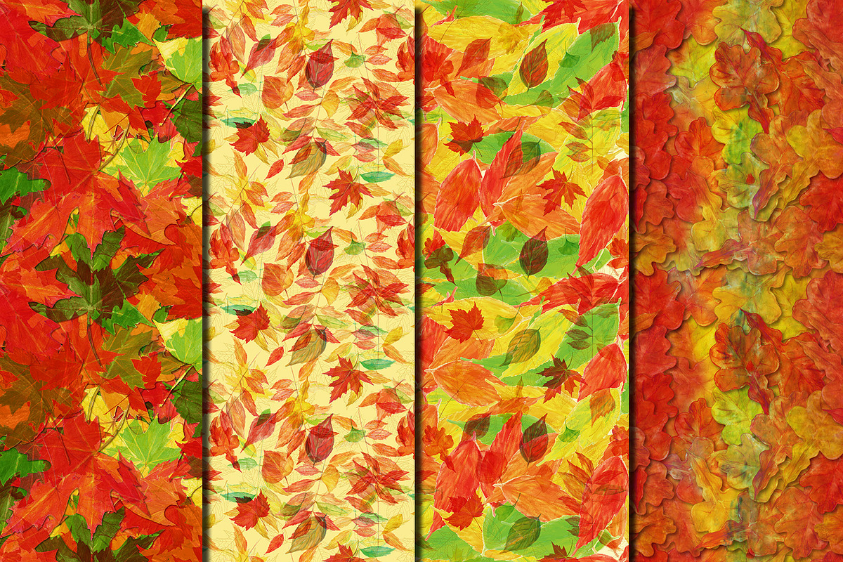 Watercolor Autumn leaves patterns, a Pattern Graphic by DollyPotterson (Photo 4 of 6)