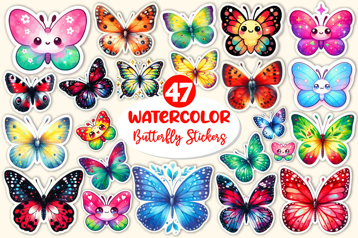 Butterfly Stickers Bundle, an Illustration by Dream Creation (Photo 1 of 5)