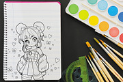 30 Japan Girl Coloring Page, an Education Illustration by Eka Design (Thumbnail 4 of 5)