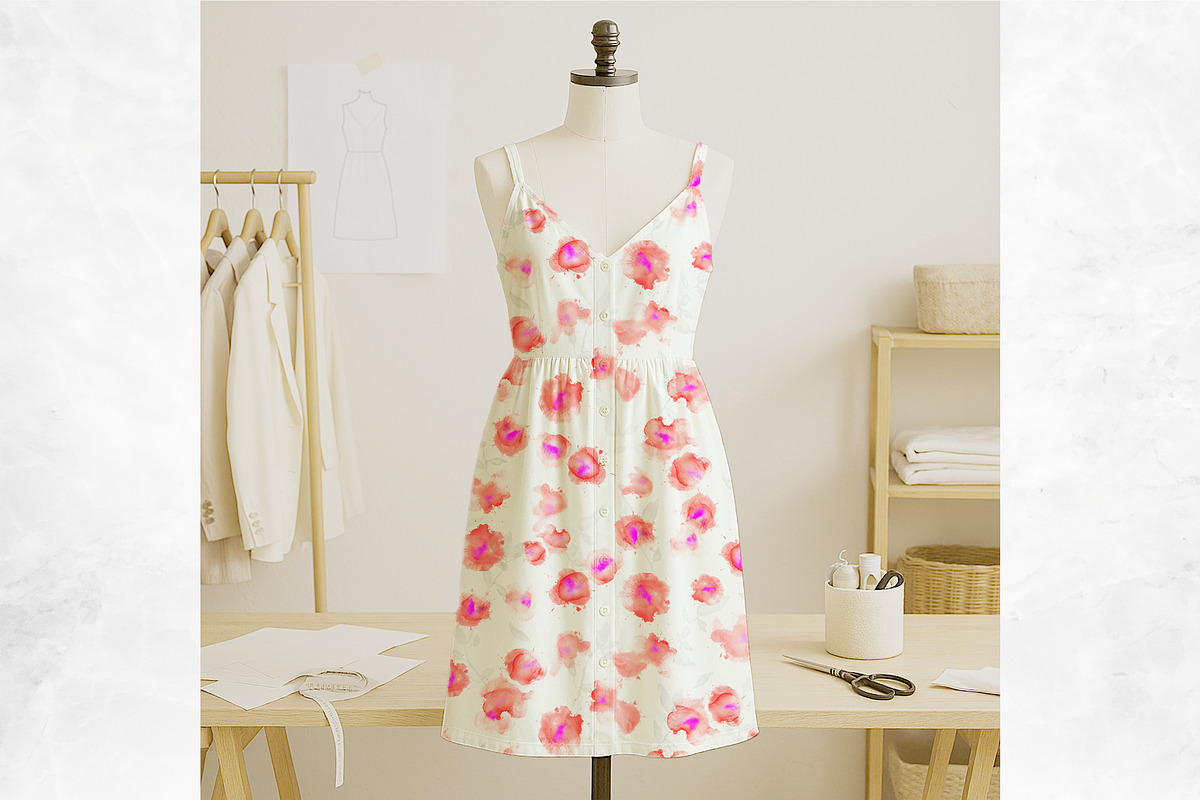 Hand Painted Pink Floral Pattern, a Pattern Graphic by MartinShop (Photo 3 of 10)