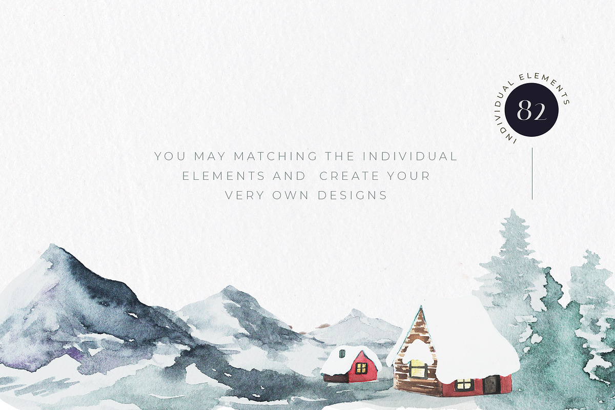 Winter Christmas Watercolor Card Set, a Decorative Illustration by WalaPalette (Photo 4 of 14)