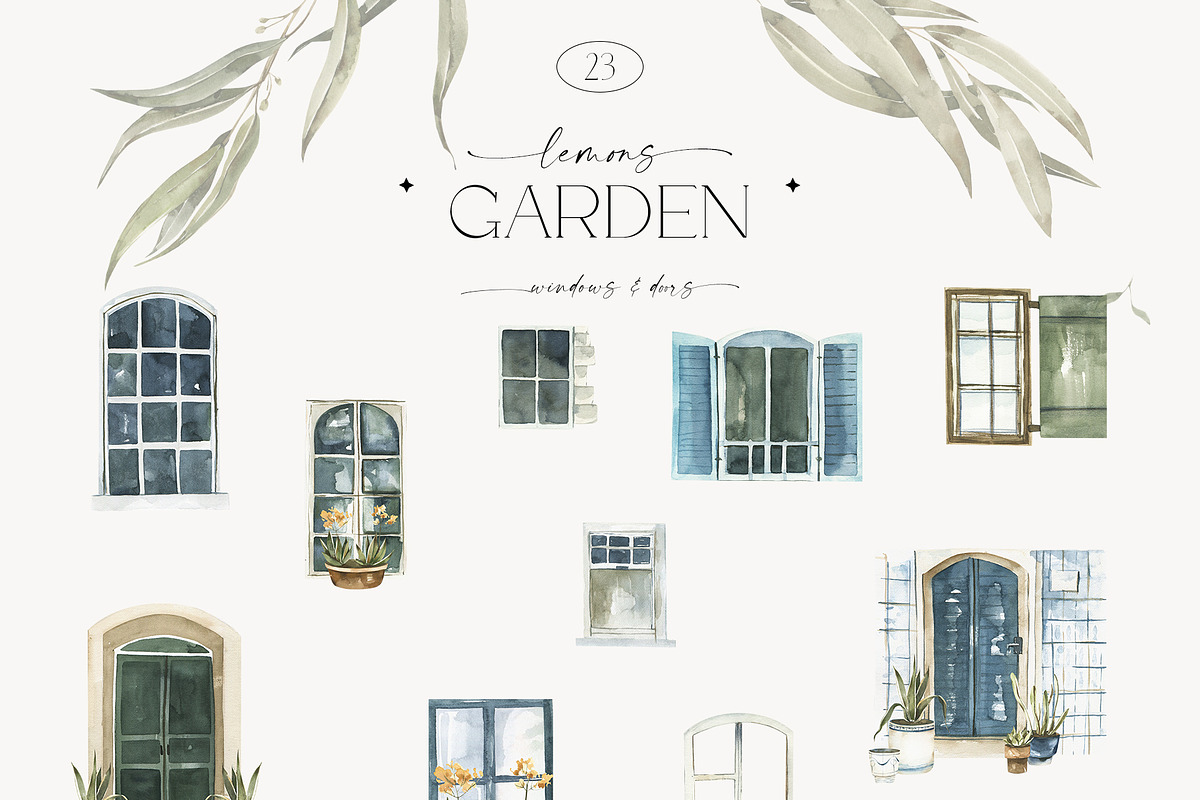 Watercolor Lemons Garden collection, a Decorative Illustration by ArtMaslyana (Photo 5 of 14)