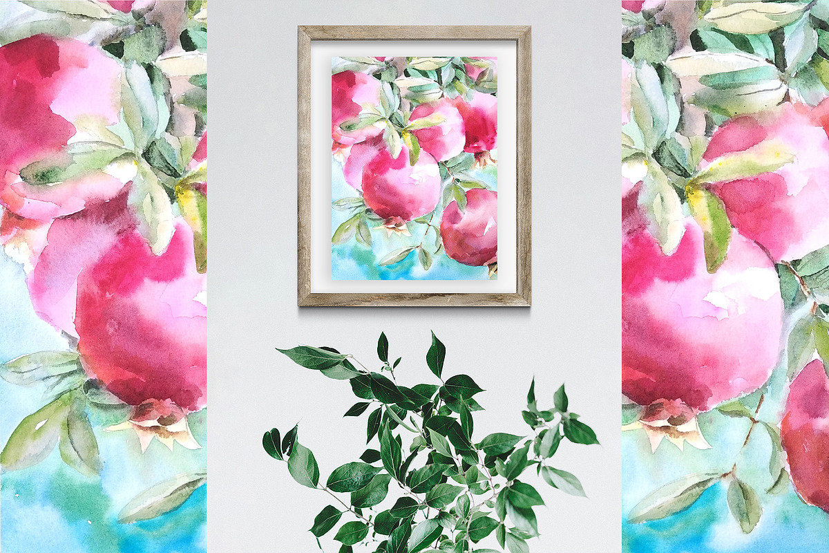Pomegranate watercolor illustration, a Food Illustration by Art pages (Photo 2 of 3)