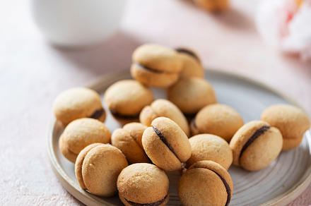 Traditional italian cookies baci di dama, a Food & Drink Photo by oxana.denezhkina