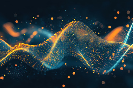 Vibrant abstract digital waves, a Photo by Pavel_design