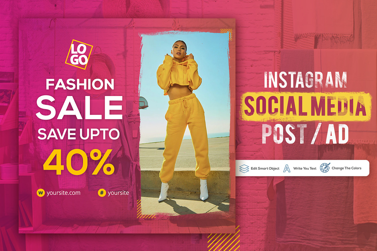 Fashion Sale Instagram Ad Post PSD, a Social Media Template by zokamaric (Photo 1 of 2)