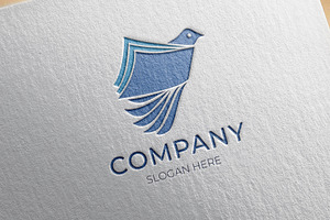 Book logo with bird illustration