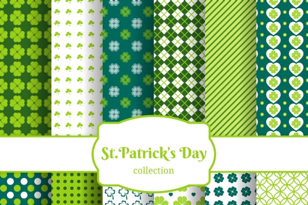 St Patricks day seamless patterns, a Pattern Graphic by Microvector