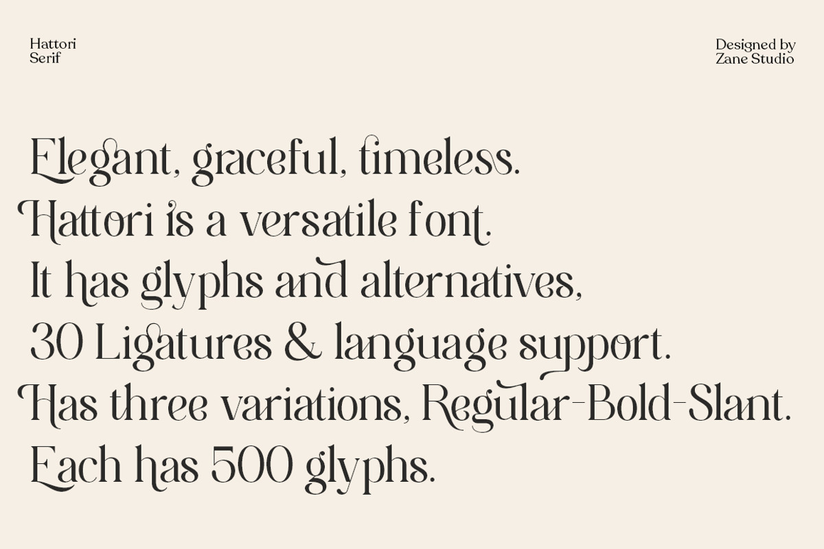 Hattori Elegant Font, a Serif Font by Zane Studio (Photo 7 of 13)